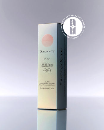 Suncademy Pinie SPF 50+ Facial Sunscreen The European Natural Beauty Award Excellence award winning products Swiss brand Suncademy